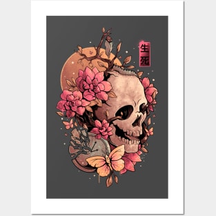 Time of the Death - Skull Flowers Gift Posters and Art